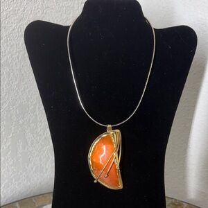Gold and Orange Pendant Necklace